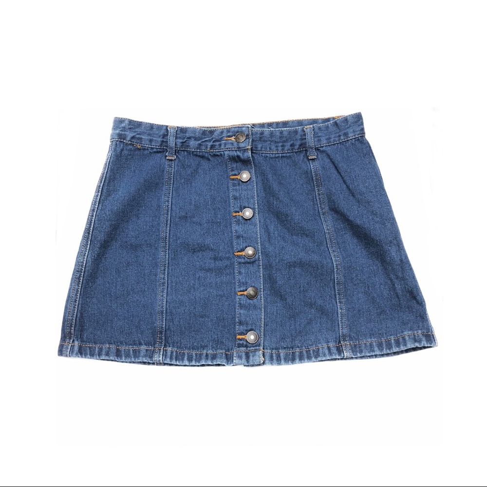 Forever 21 Denim Jean Mini Front Button Up Skirt